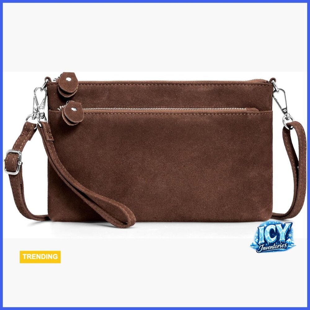 Genuine Leather RFID Blocking Crossbody Clutch Wristlet Purse